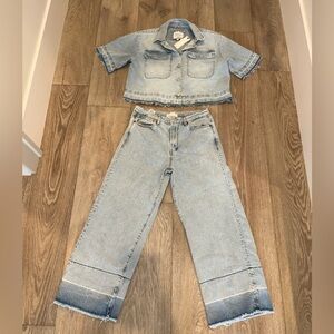 Habitual Denim Cropped Short-Sleeved Jacket &  Jeans, size XS (top) & 6/28 jeans